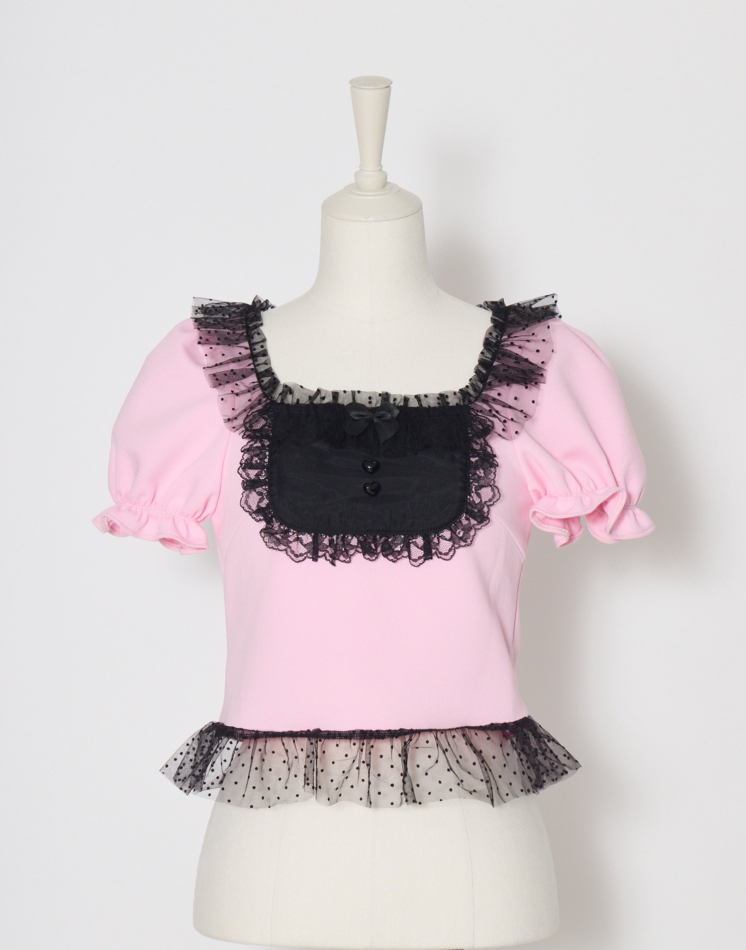 Tulle frill heart button puff tops – AVENCHUMU （アバンチュウム）