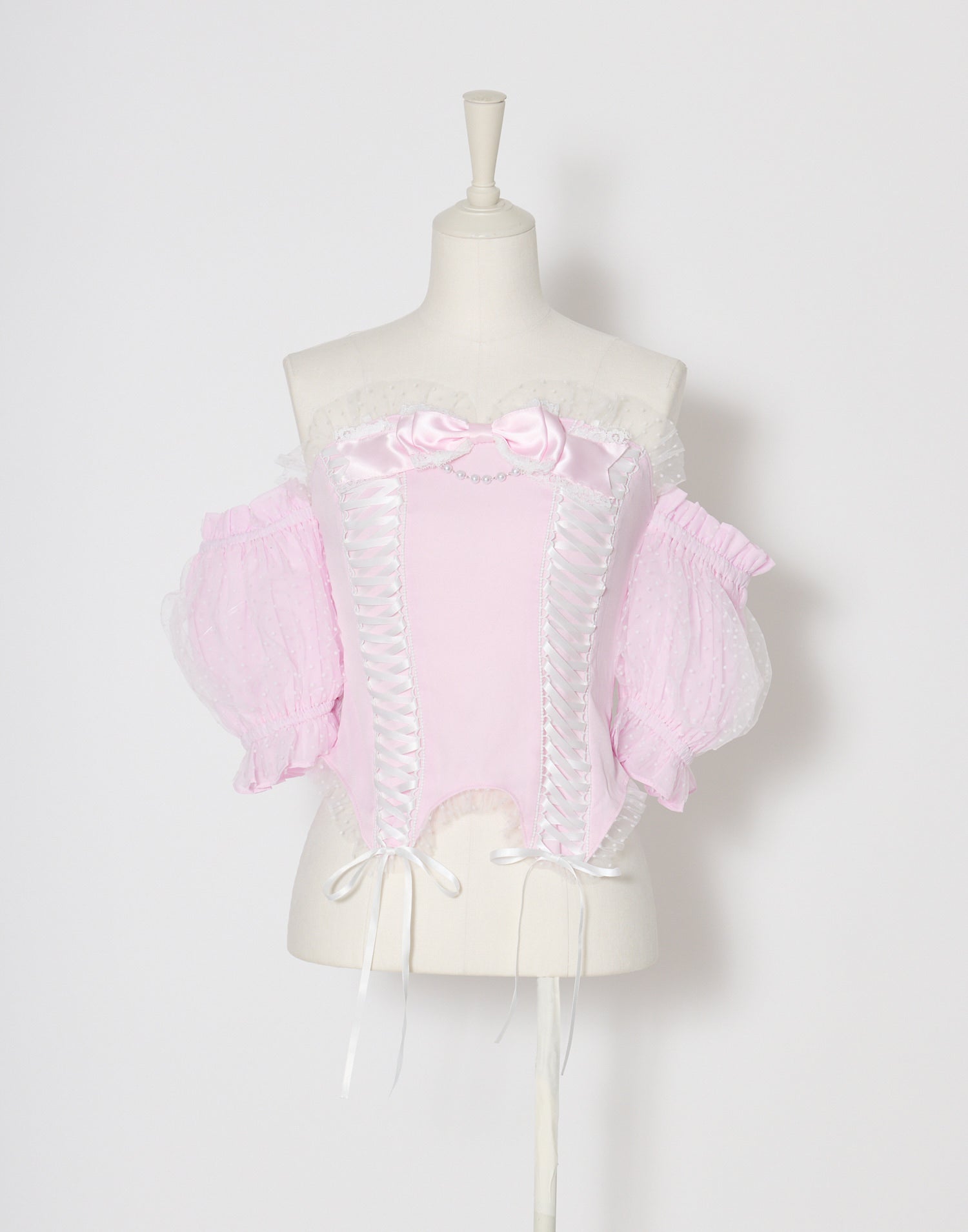 Race up off shoulder tulle puff tops – AVENCHUMU （アバンチュウム）