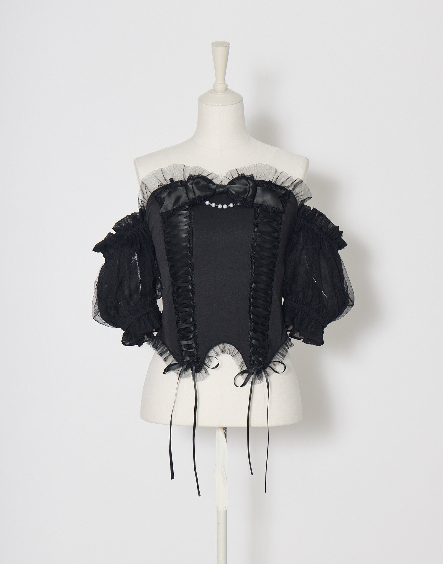 Race up off shoulder tulle puff tops – AVENCHUMU （アバンチュウム）