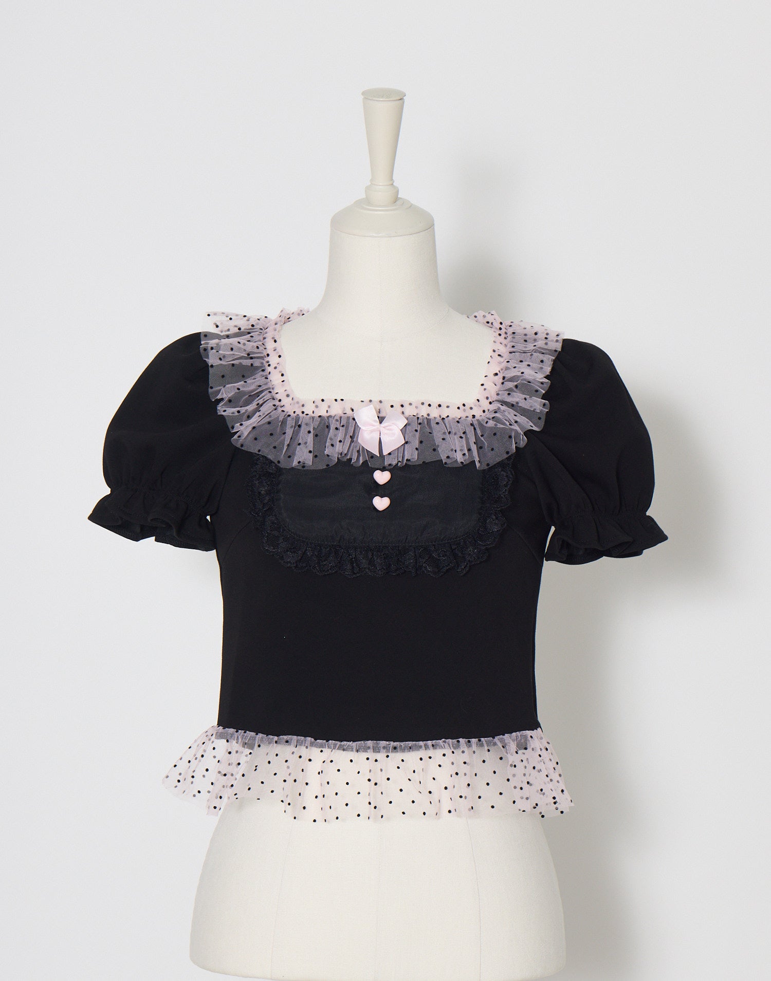 Tulle frill heart button puff tops – AVENCHUMU （アバンチュウム）