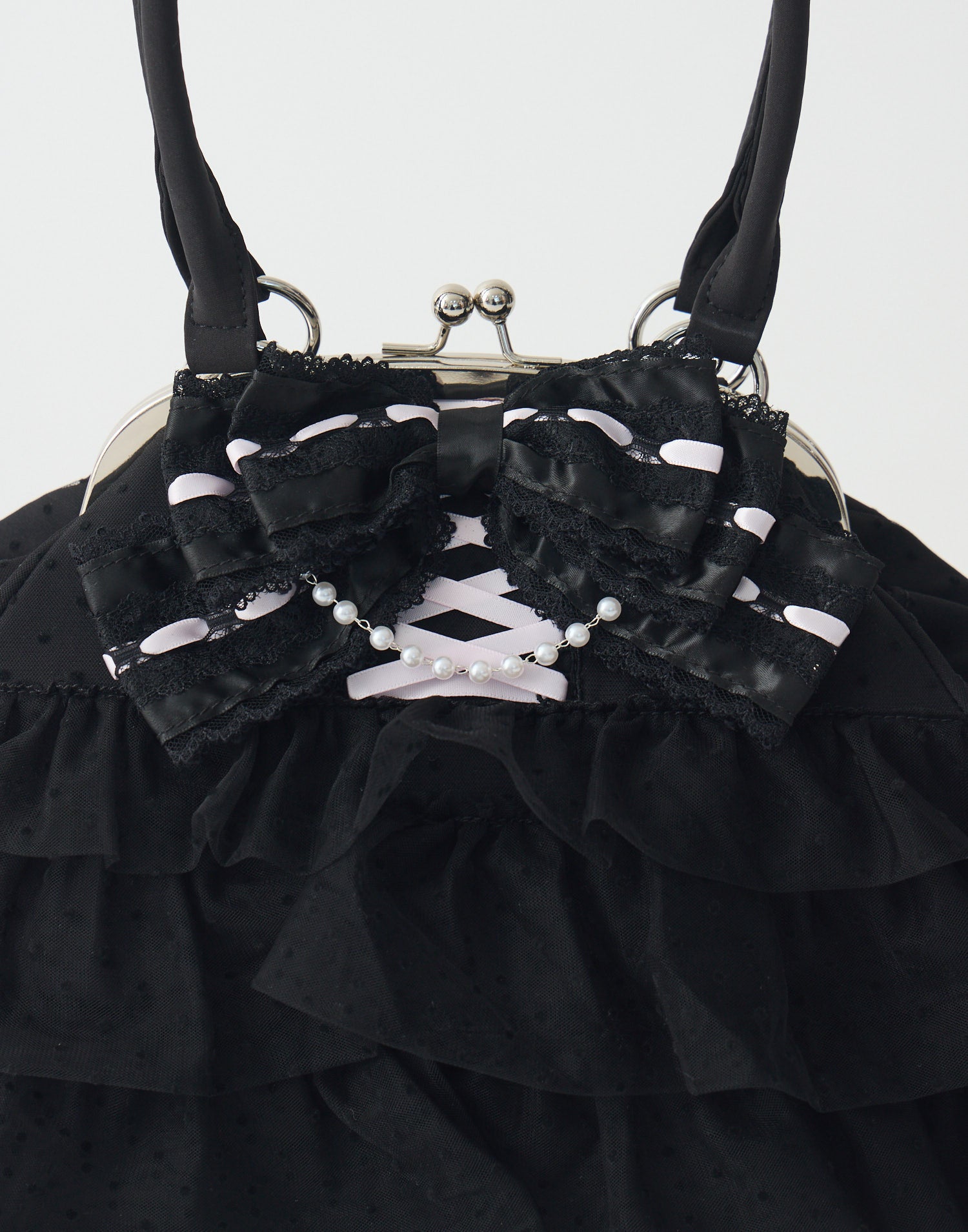Ribbon & tulle frill kiss-lock bag – AVENCHUMU （アバンチュウム）