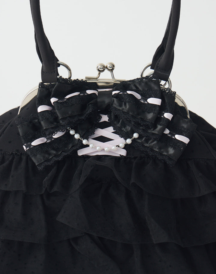 Ribbon & tulle frill kiss-lock bag – AVENCHUMU （アバンチュウム）