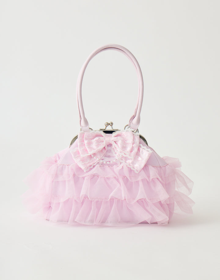 Ribbon & tulle frill kiss-lock bag – AVENCHUMU （アバンチュウム）