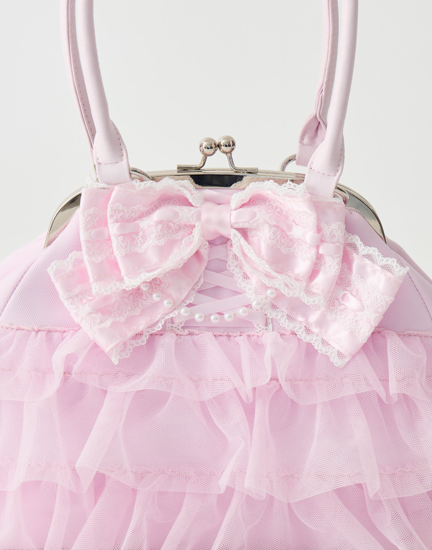 Ribbon & tulle frill kiss-lock bag – AVENCHUMU （アバンチュウム）