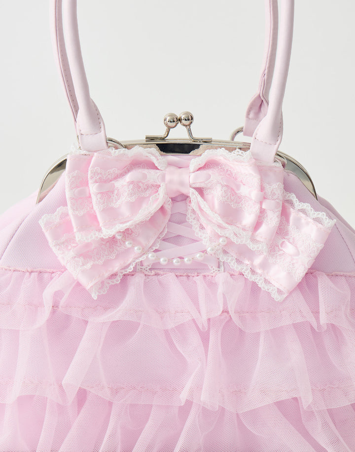 Ribbon & tulle frill kiss-lock bag – AVENCHUMU （アバンチュウム）
