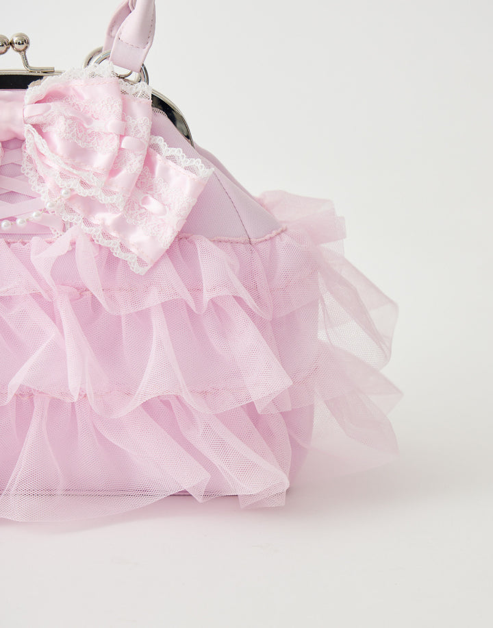 Ribbon & tulle frill kiss-lock bag – AVENCHUMU （アバンチュウム）