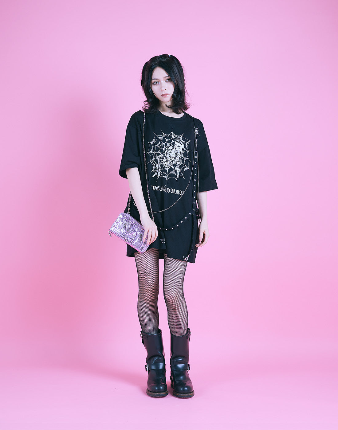 Skull illustration print studded cross t-shirt – AVENCHUMU