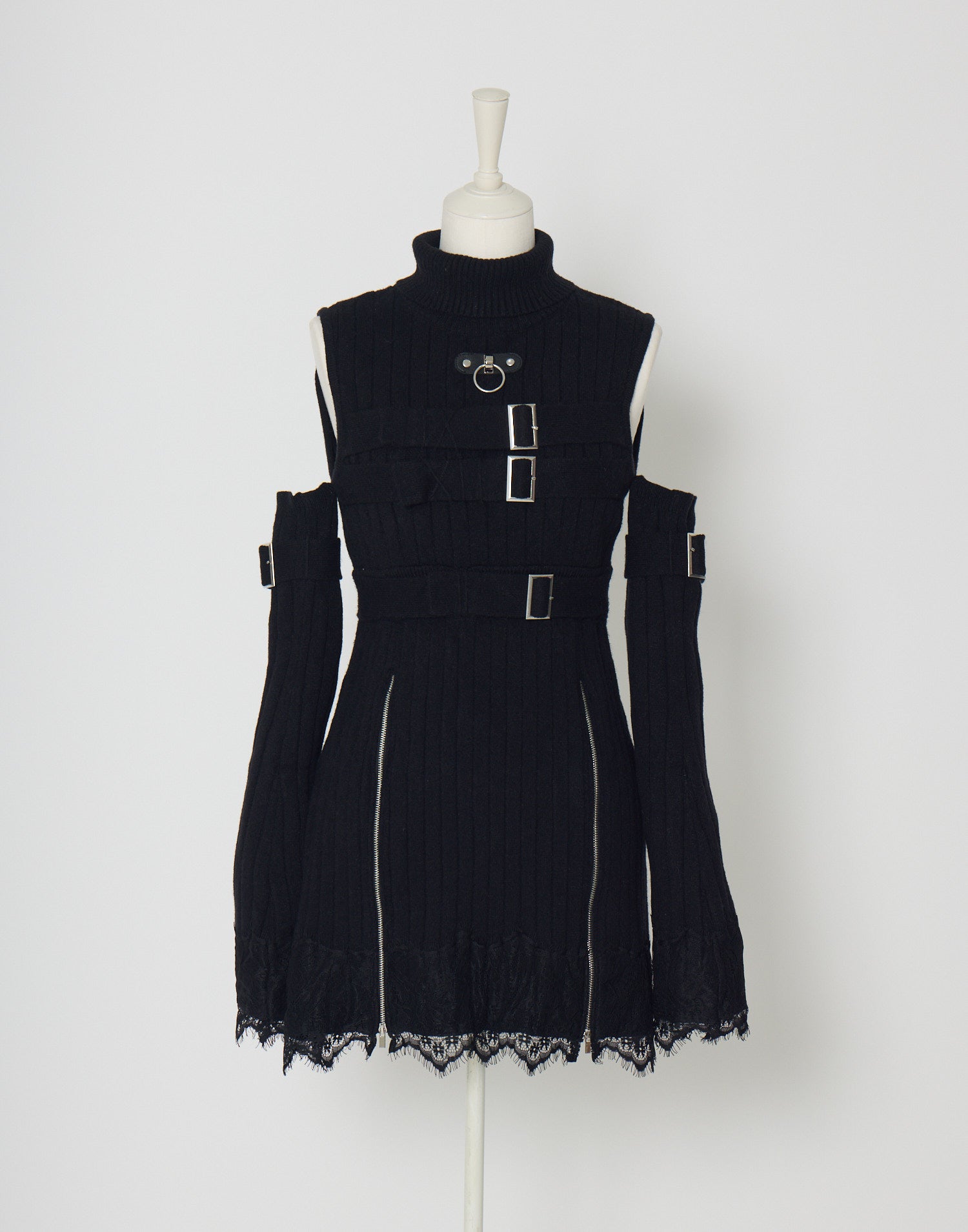 Belt & zip arm warmers knit one-piece – AVENCHUMU （アバンチュウム）