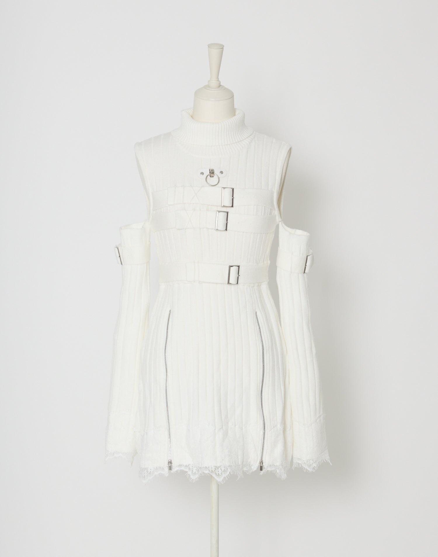 Belt & zip arm warmers knit one-piece – AVENCHUMU （アバンチュウム）