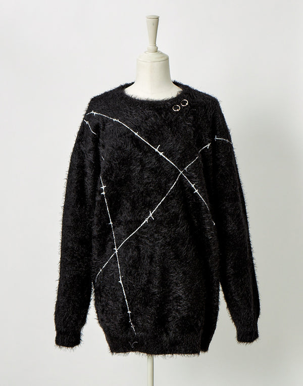 For "A" barbed wire shaggy knit