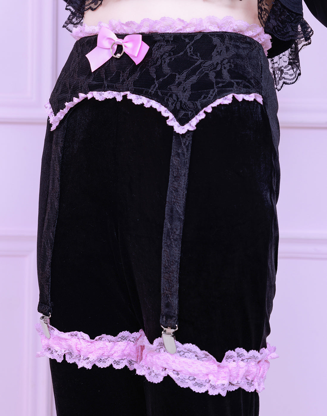 Rhinestone logo garter velor flare pants – AVENCHUMU