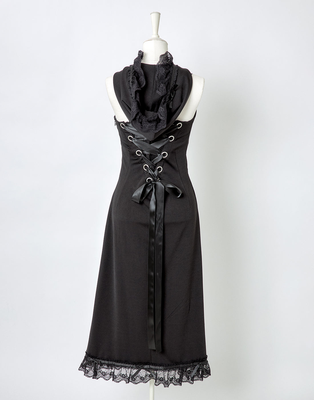 Lace trimming hoodie sleeveless long one piece – AVENCHUMU