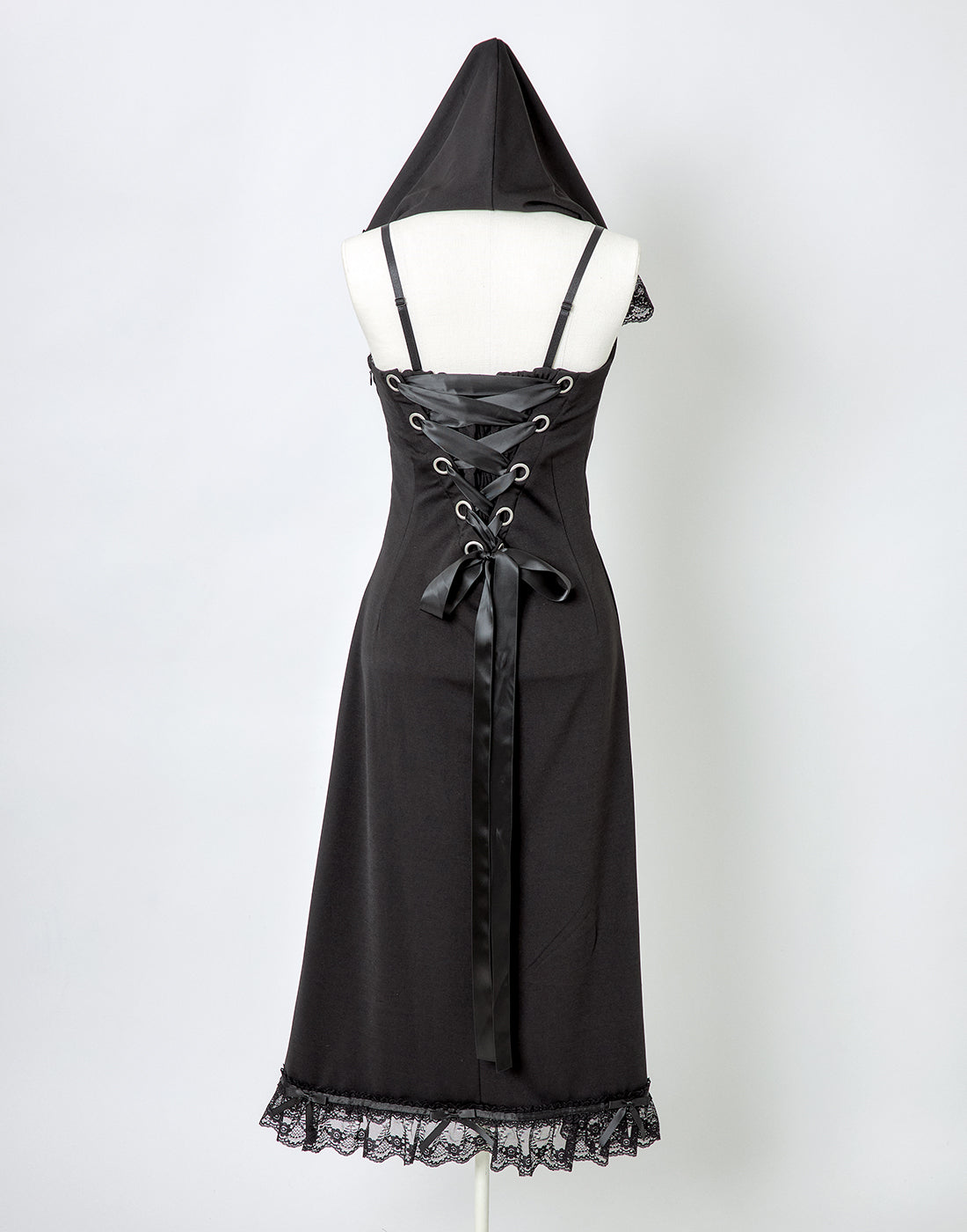 Lace trimming hoodie sleeveless long one piece – AVENCHUMU