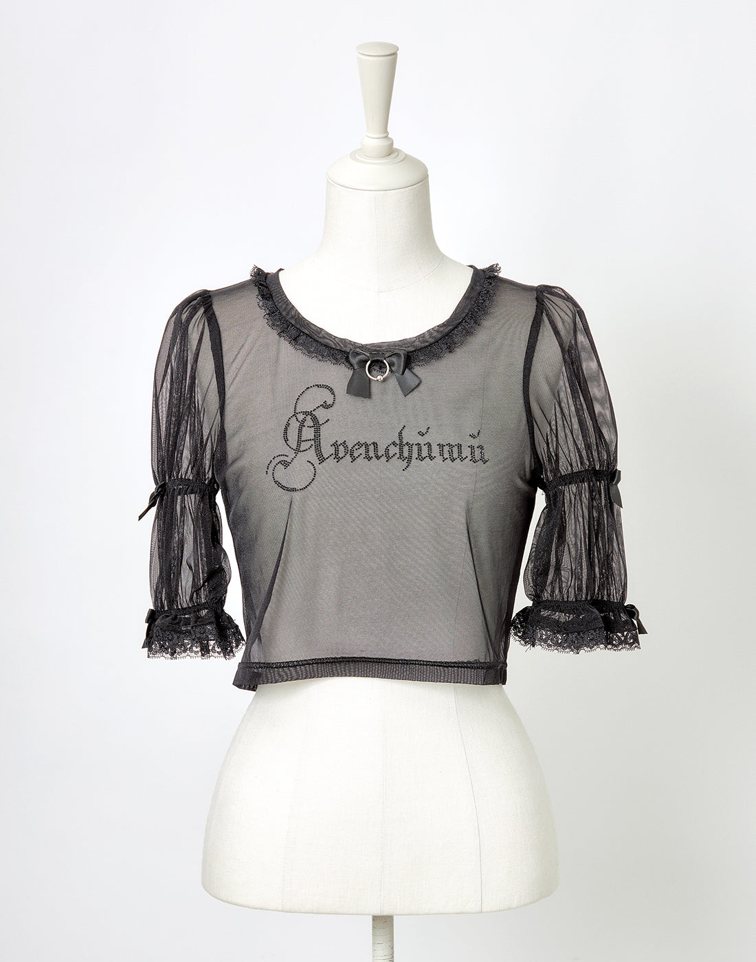 Rhinestone logo puff sleeve tops – AVENCHUMU （アバンチュウム）