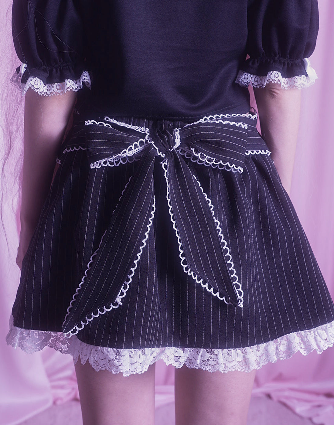 Side ribbon & frill back ribbon skirt – AVENCHUMU