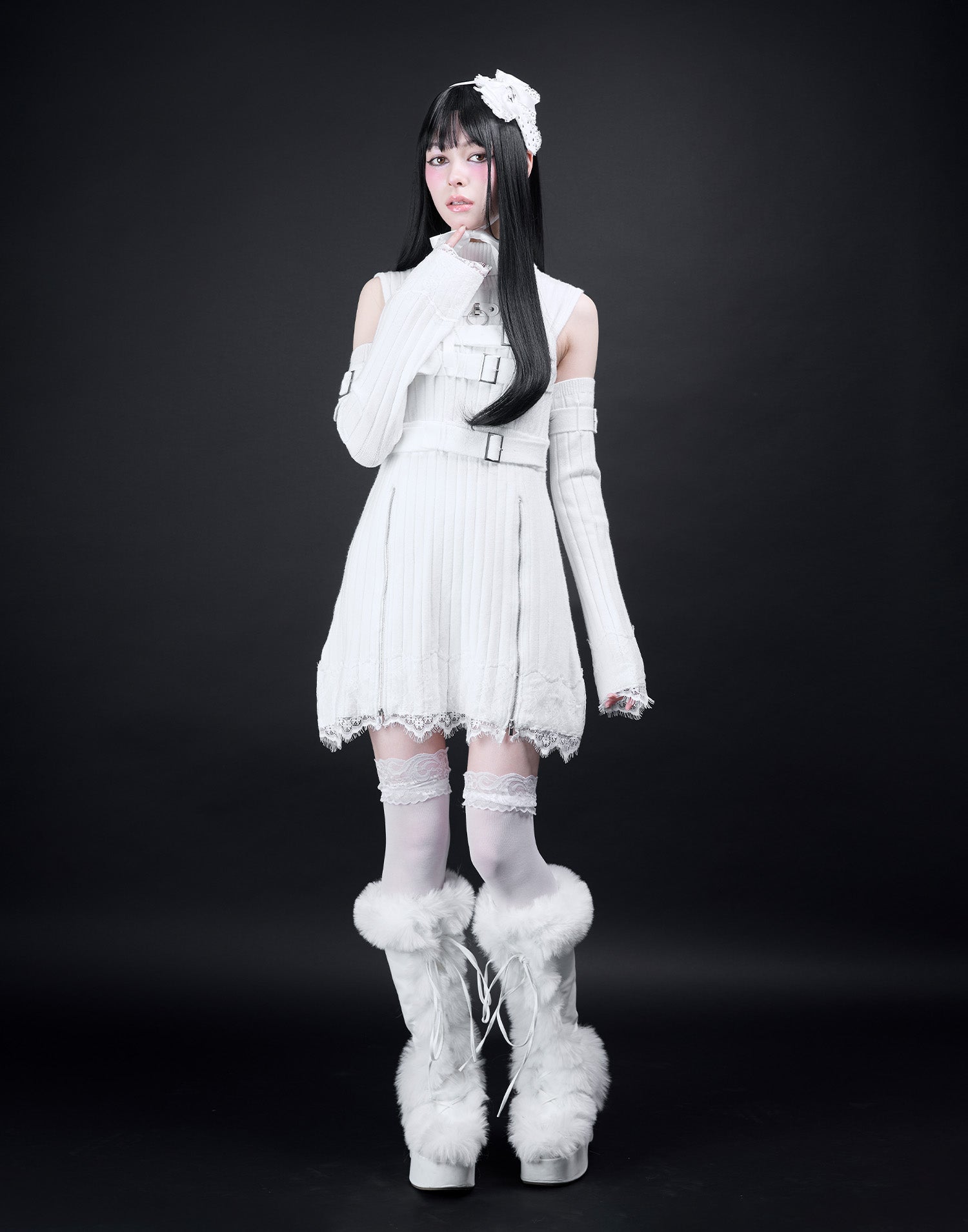 Avenchumu ワンピース Belt & zip arm warmers knit one-piece – AVENCHUMU （アバンチュウム）