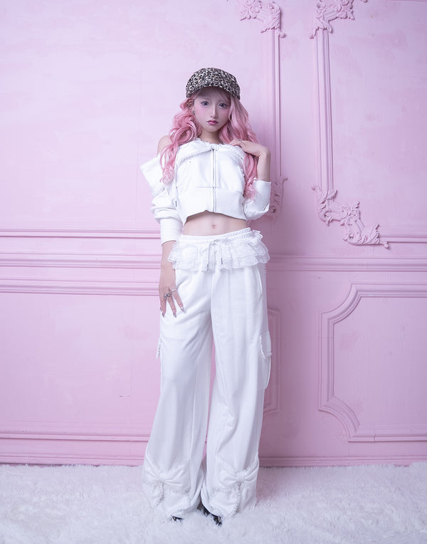 【受注生産11月発送】Tutu lace sweat ribbon pants