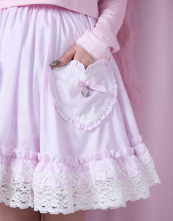Skull illustration print heart skirt