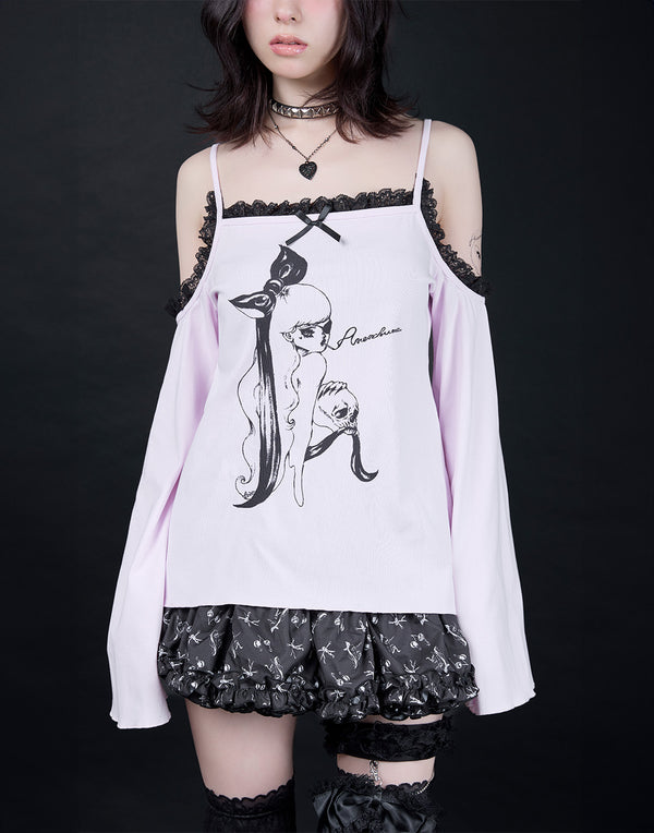 ERICO collaboration illustration flare sleeve top