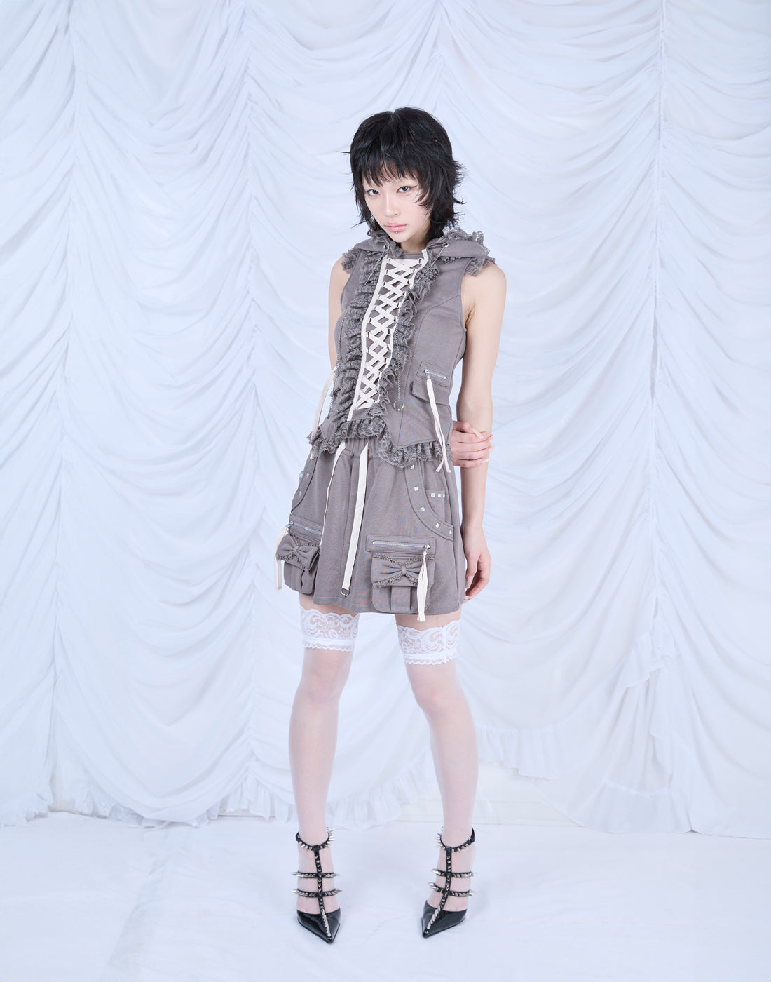 Ribbon pocket studded sweat skirt – AVENCHUMU （アバンチュウム）