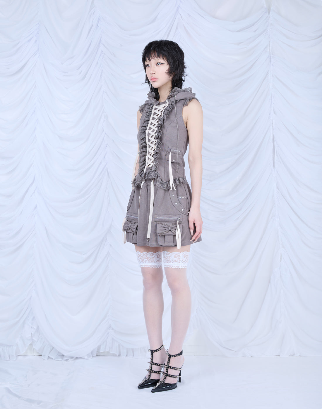 スカート Ribbon pocket studded sweat skirt Ribbon pocket studded sweat skirt – AVENCHUMU （アバンチュウム）