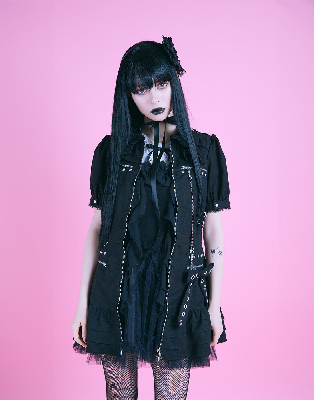 Front zip studded belt mini one piece – AVENCHUMU