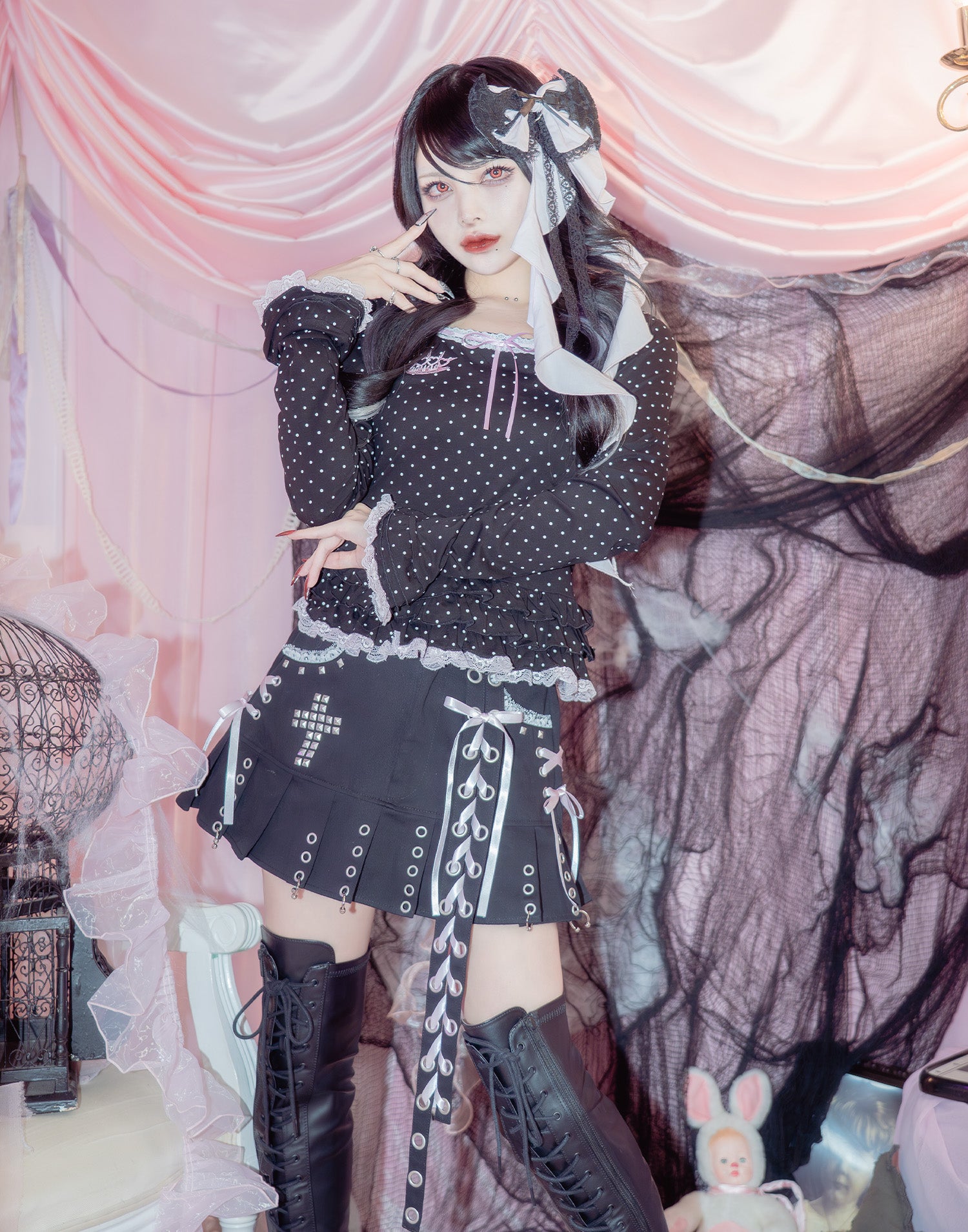 タグ付✨️avenchumu ストライプラッフルフリルコルセットバルーンワンピース タグ付✨️avenchumu ストライプラッフルフリルコルセット