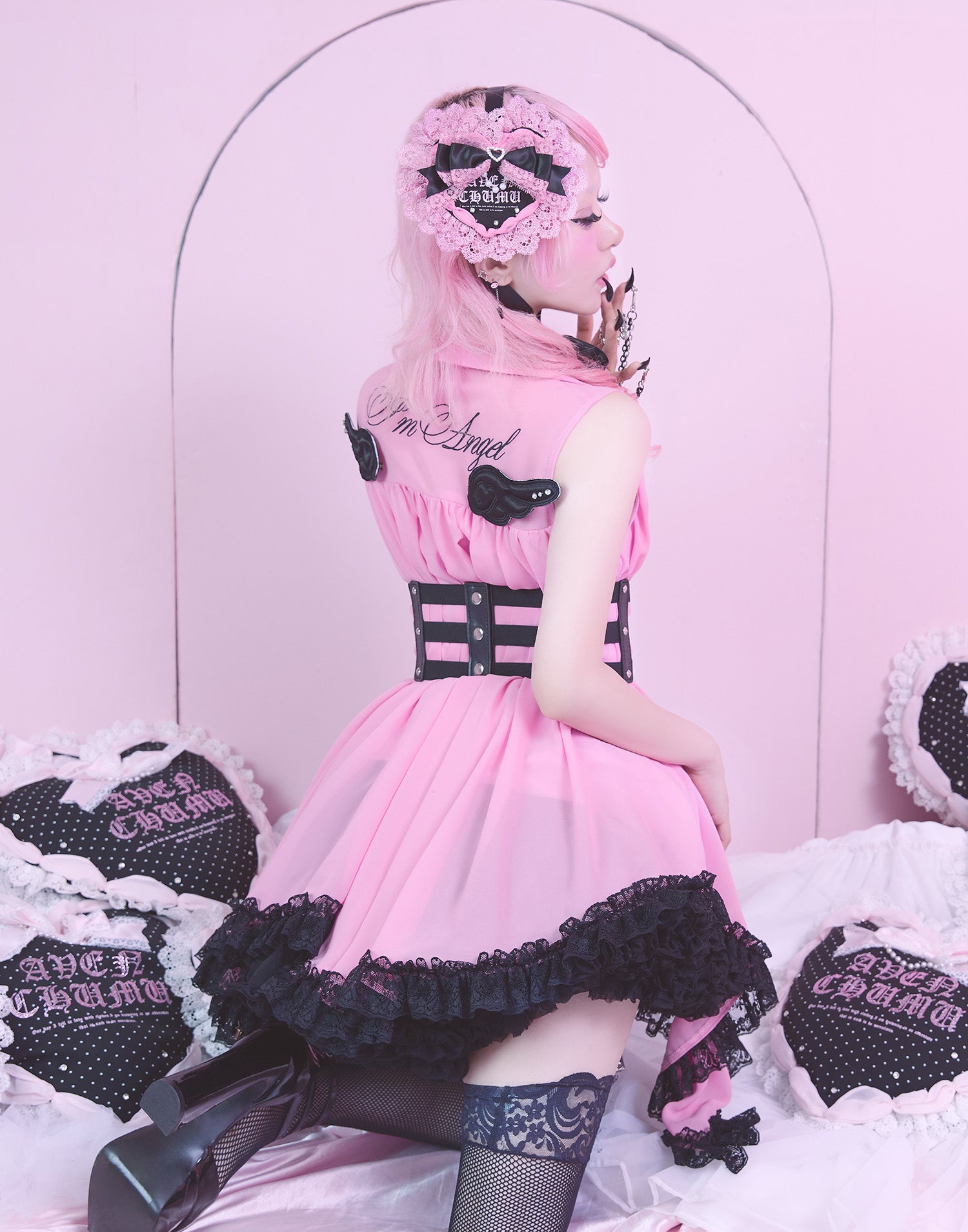 I'm angel chiffon shirt onepiece – AVENCHUMU （アバンチュウム）