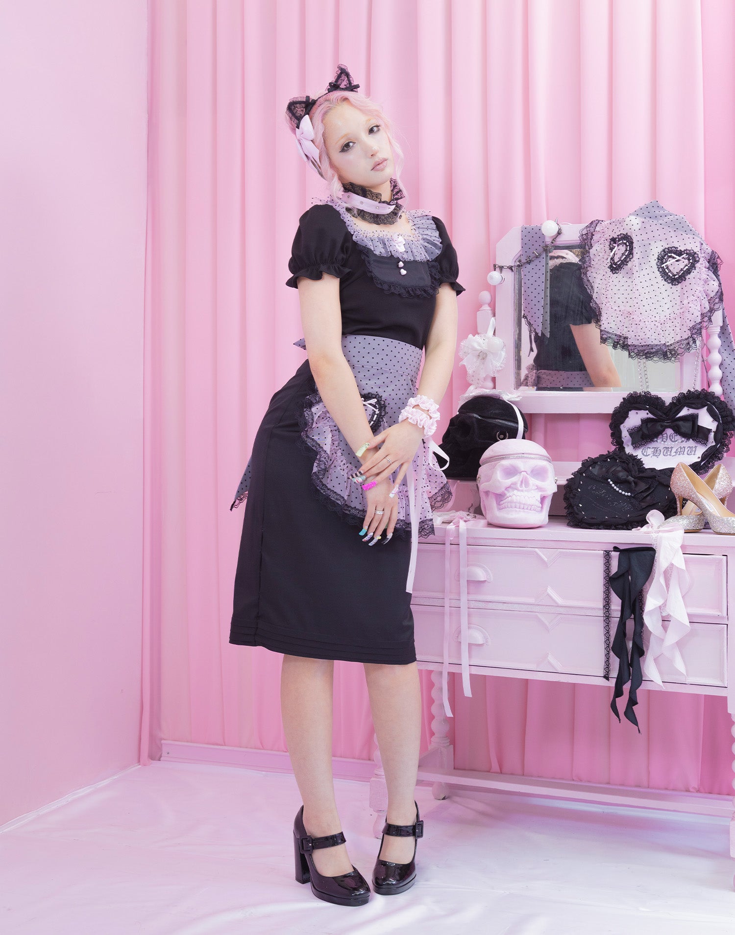 AVENCHUMU アバンチュウム ハートポケットスカート Heart apron tight skirt – AVENCHUMU （アバンチュウム）