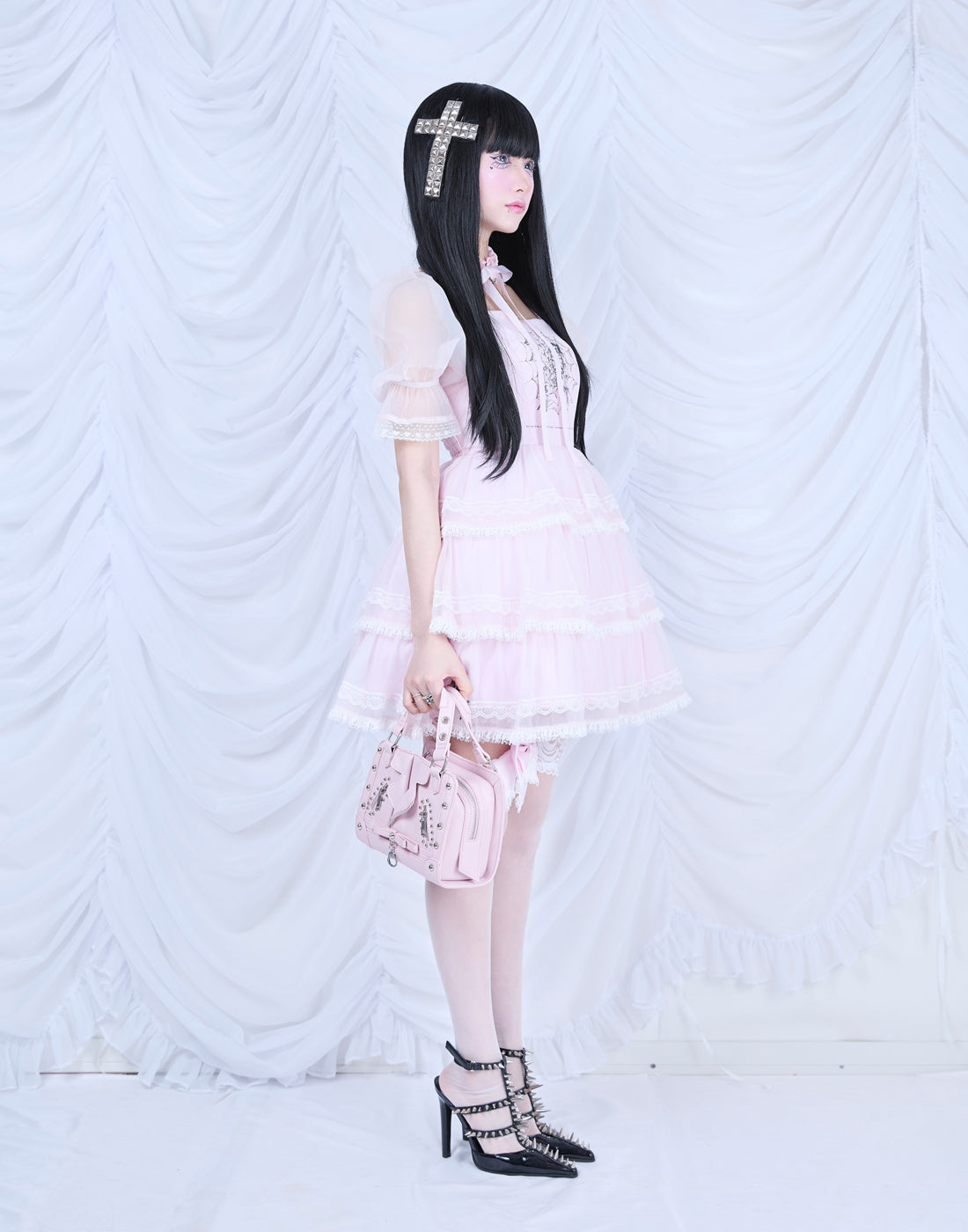 ワンピース avenchumu Frill choker onepiece Frill choker sheer tiered illustration onepiece – AVENCHUMU