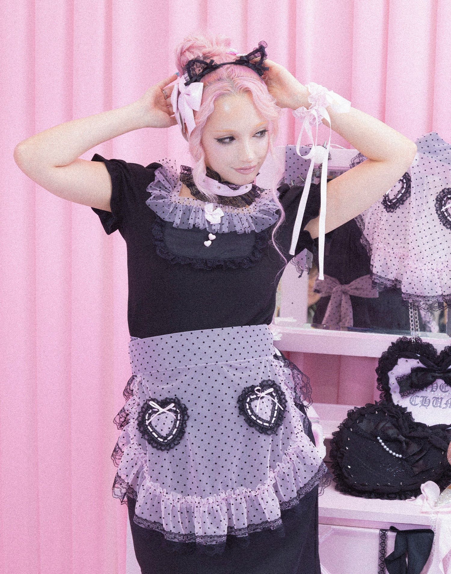 Tulle frill heart button puff tops – AVENCHUMU （アバンチュウム）