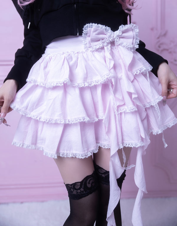 Ruffle frill ribbon tiered skirt