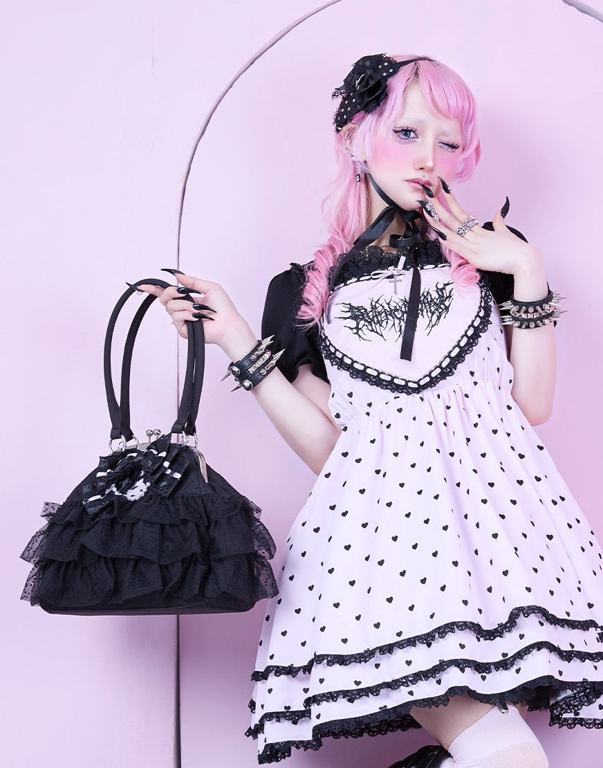 Ribbon & tulle frill kiss-lock bag – AVENCHUMU （アバンチュウム）