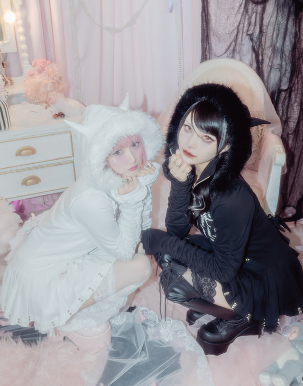 Pleated devil zip hoodie