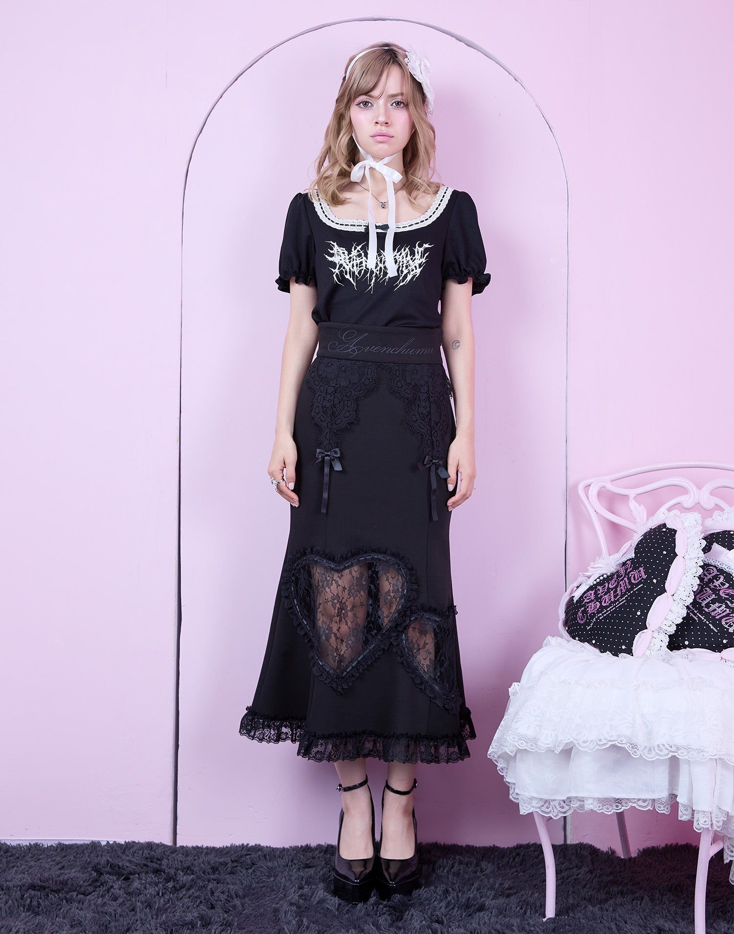 Race hearts garter long skirt – AVENCHUMU （アバンチュウム）