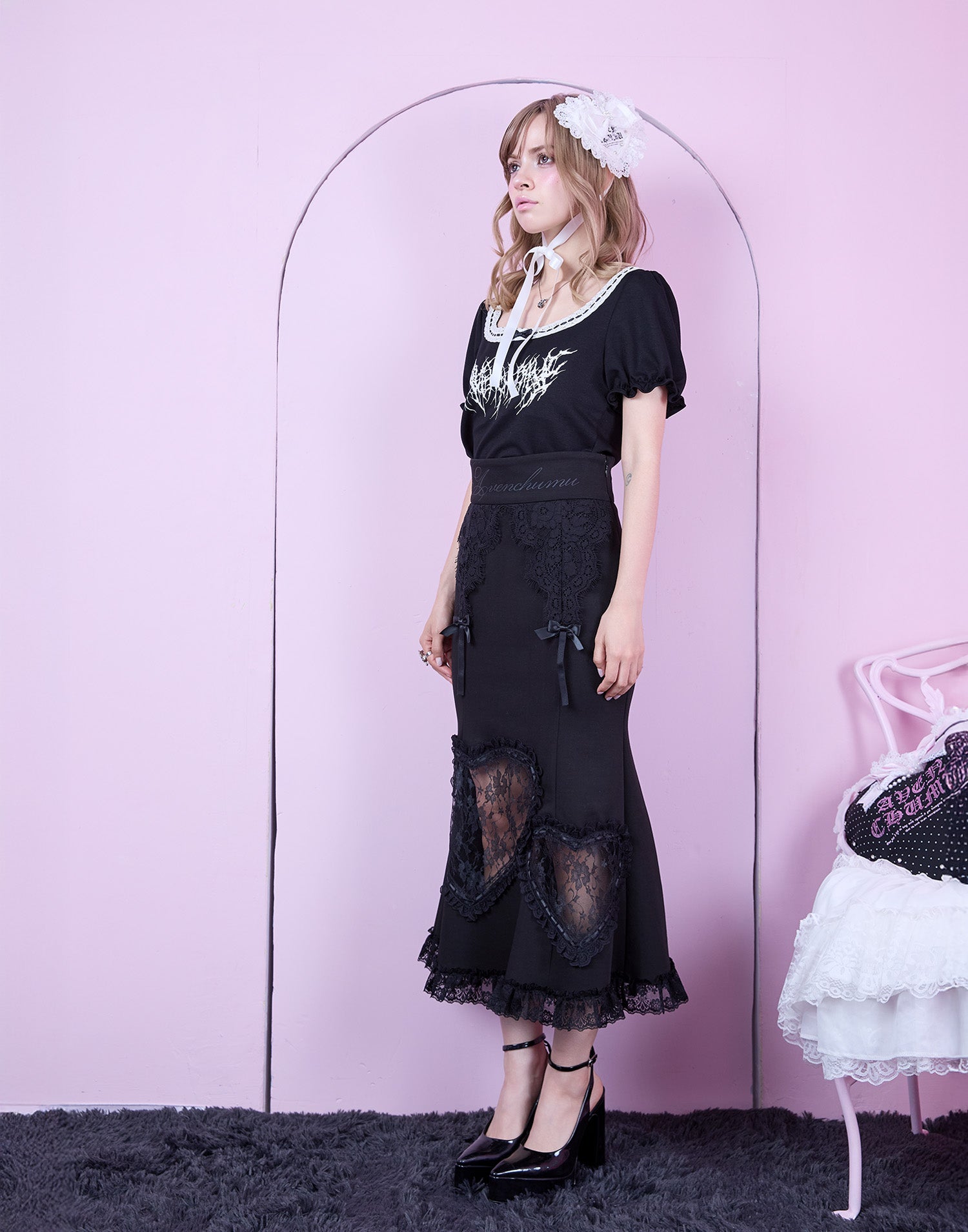 Race hearts garter long skirt – AVENCHUMU （アバンチュウム）