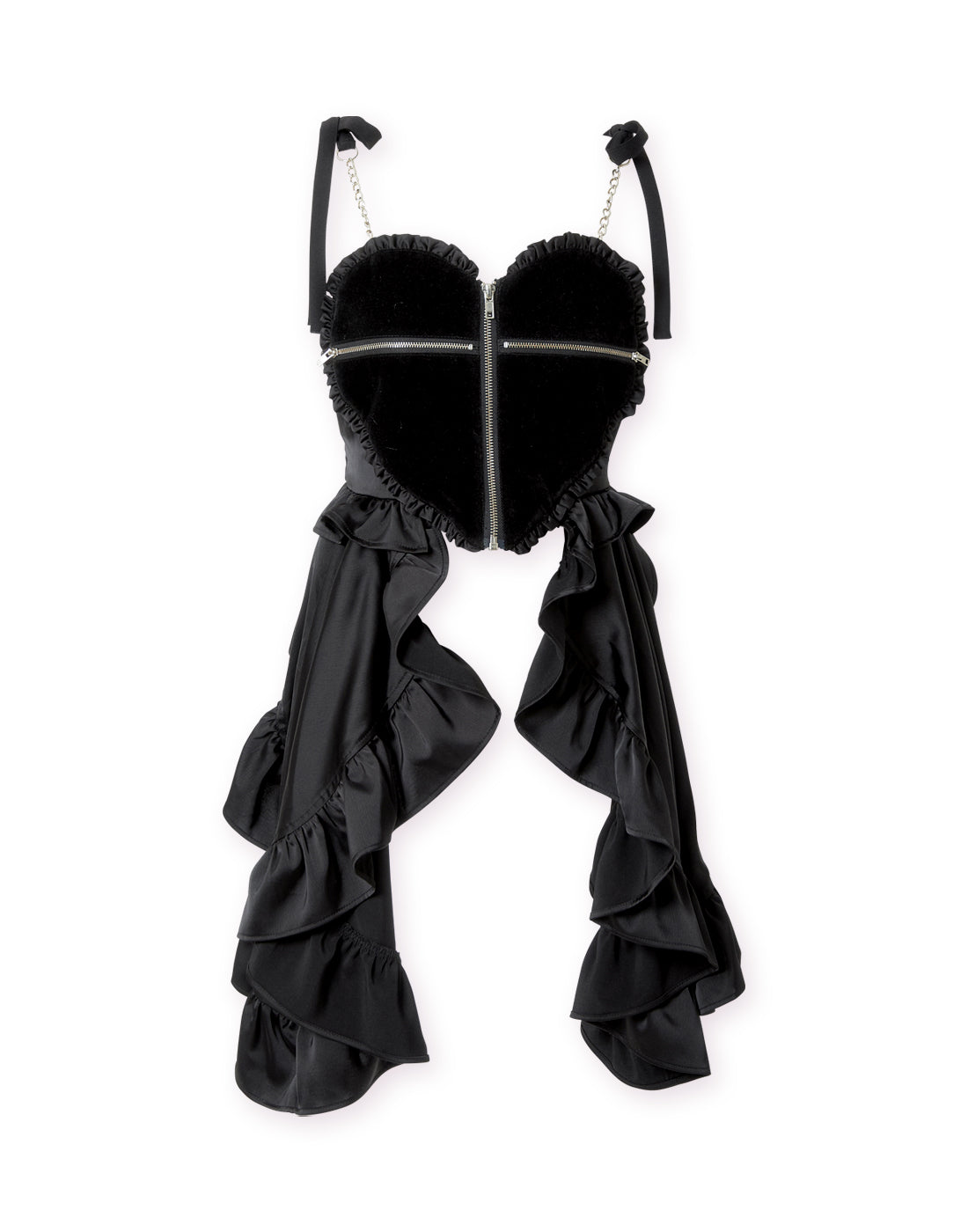 トップス AVENCHUMU Zip heart & chain ruffle gilet 9e7f1068b49bae6a04fc0496d72a84