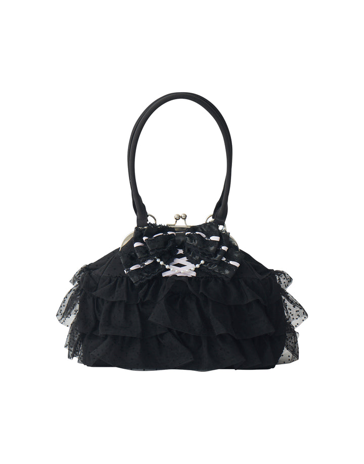 Ribbon & tulle frill kiss-lock bag – AVENCHUMU （アバンチュウム）