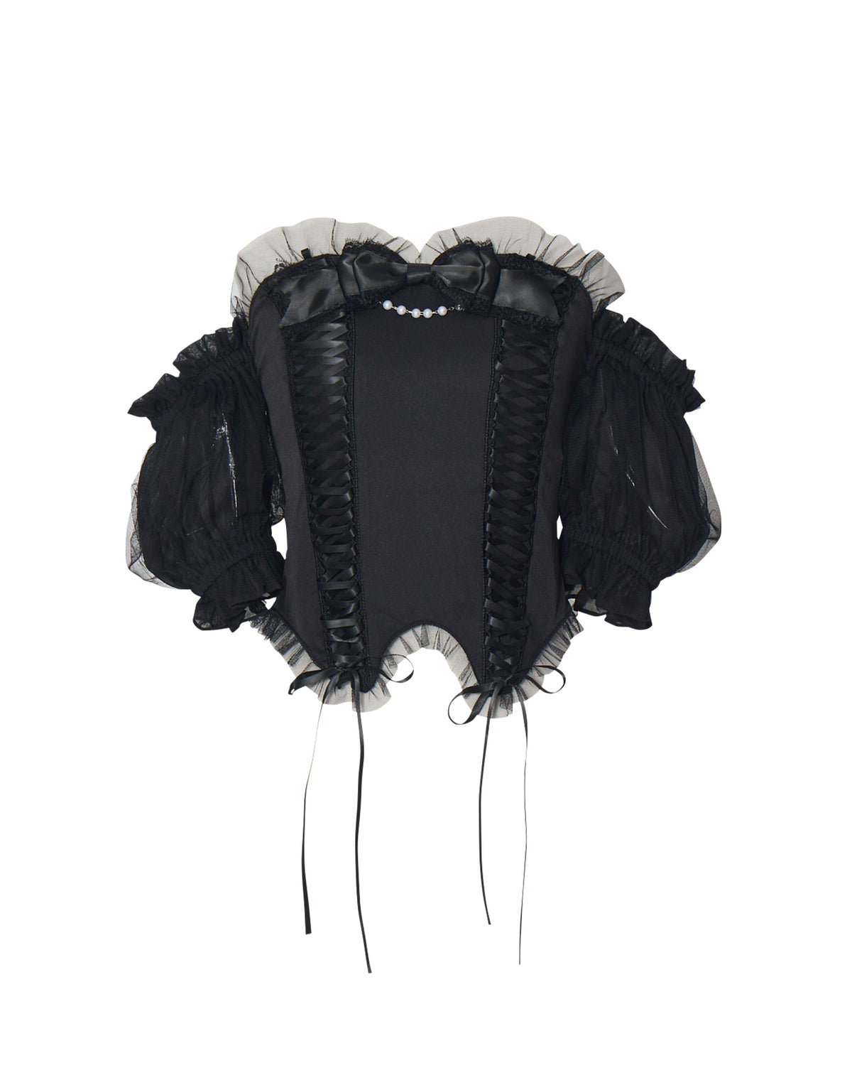 Race up off shoulder tulle puff tops – AVENCHUMU （アバンチュウム）
