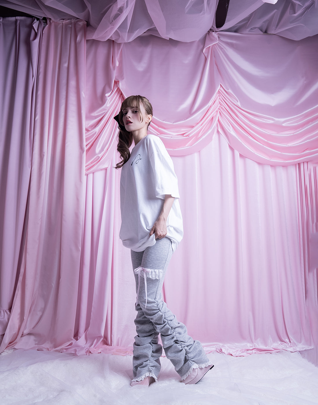 2024年新作 pants gather garter ribbon Lace – （アバンチュウム） AVENCHUMU パンツ