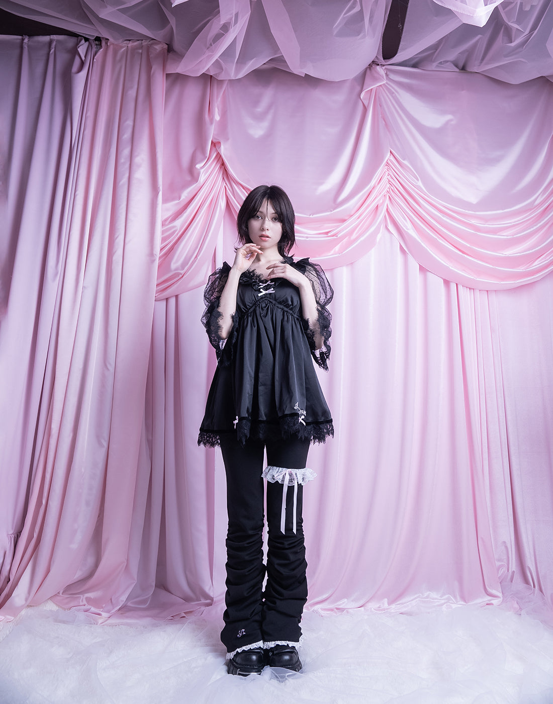 アバンチュウム Dot tulle & ribbon satinbabydoll Dot tulle & ribbon satin babydoll – AVENCHUMU （アバンチュウム）