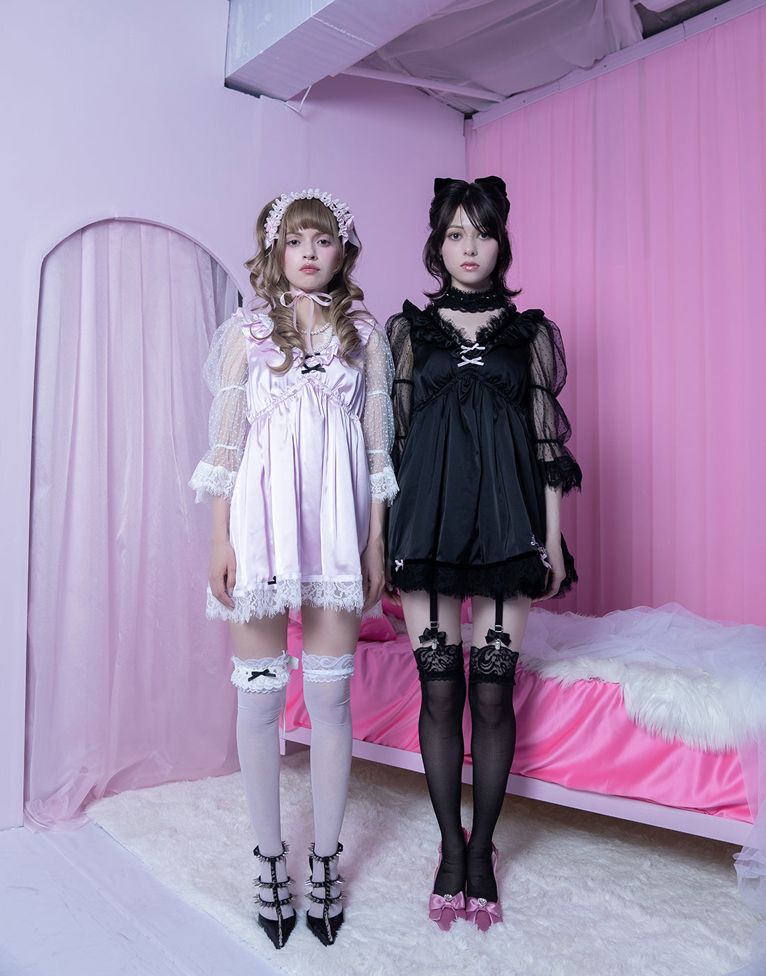 アバンチュウム Dot tulle & ribbon satinbabydoll Dot tulle & ribbon satin babydoll – AVENCHUMU （アバンチュウム）