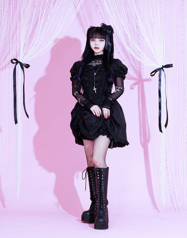 Bone ribbon puff doll dress