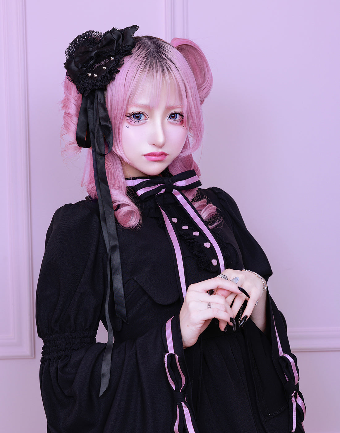 Melty bicolor ribbon flare sleeve one piece – AVENCHUMU （アバンチュウム）