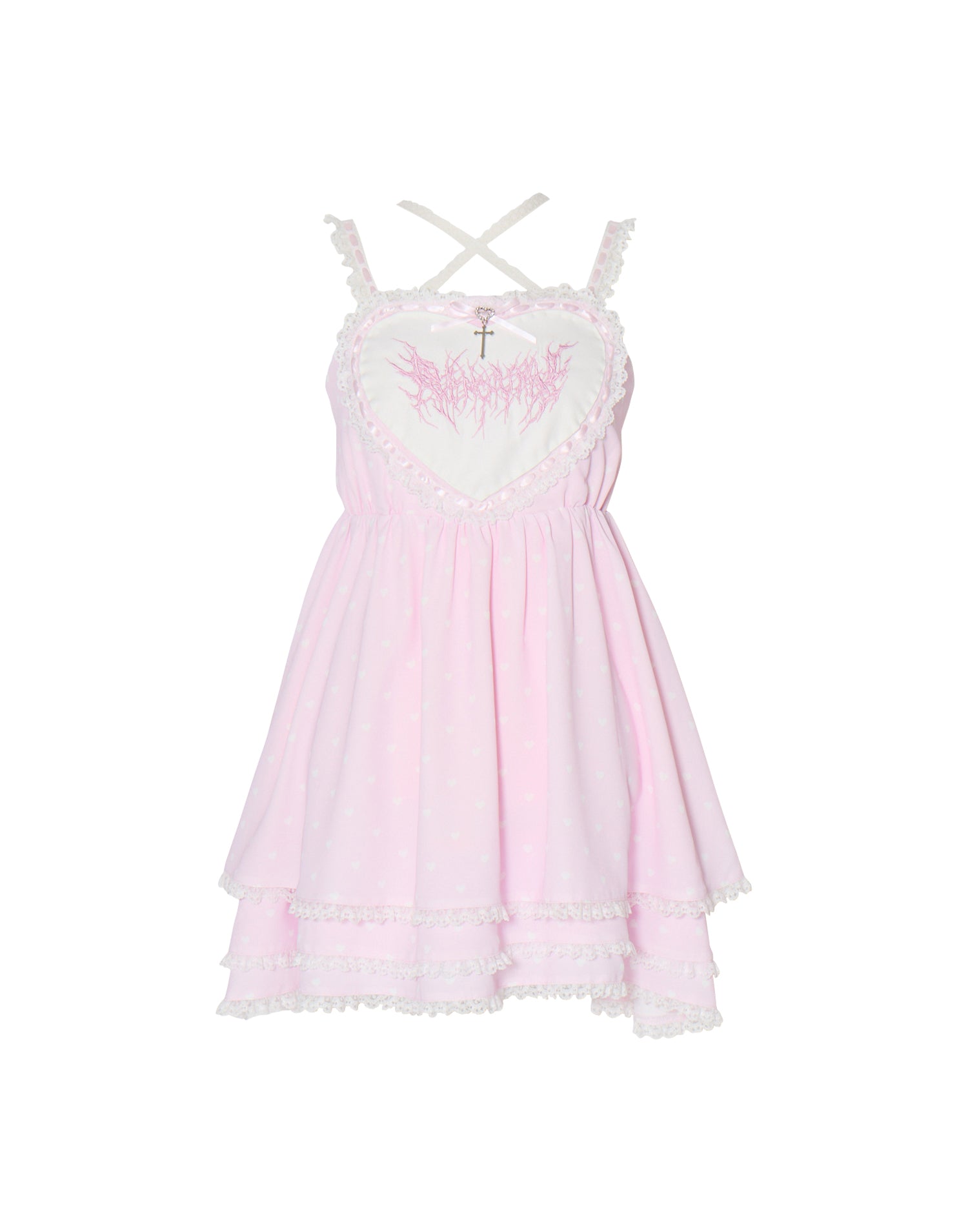 avenchumu ハート ワンピース ピンク XS Heart tiered babydoll one piece – AVENCHUMU （アバンチュウム）