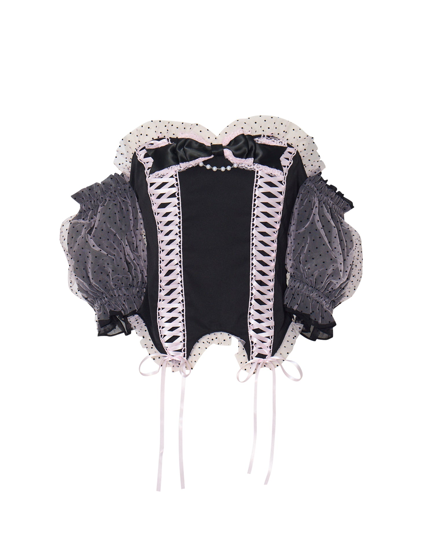 Race up off shoulder tulle puff tops – AVENCHUMU （アバンチュウム）