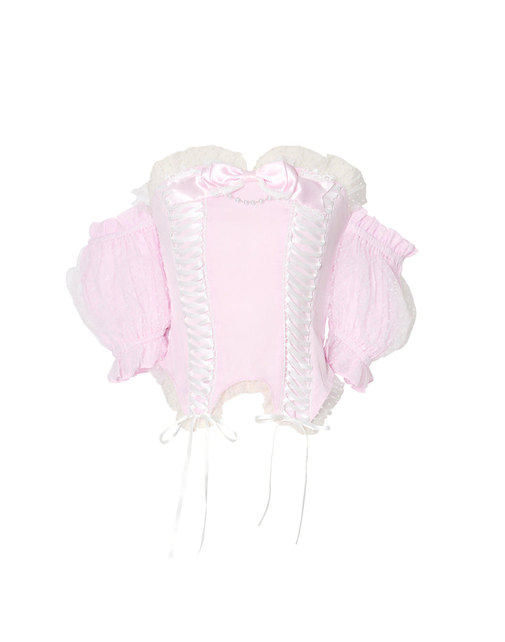 Race up off shoulder tulle puff tops – AVENCHUMU （アバンチュウム）