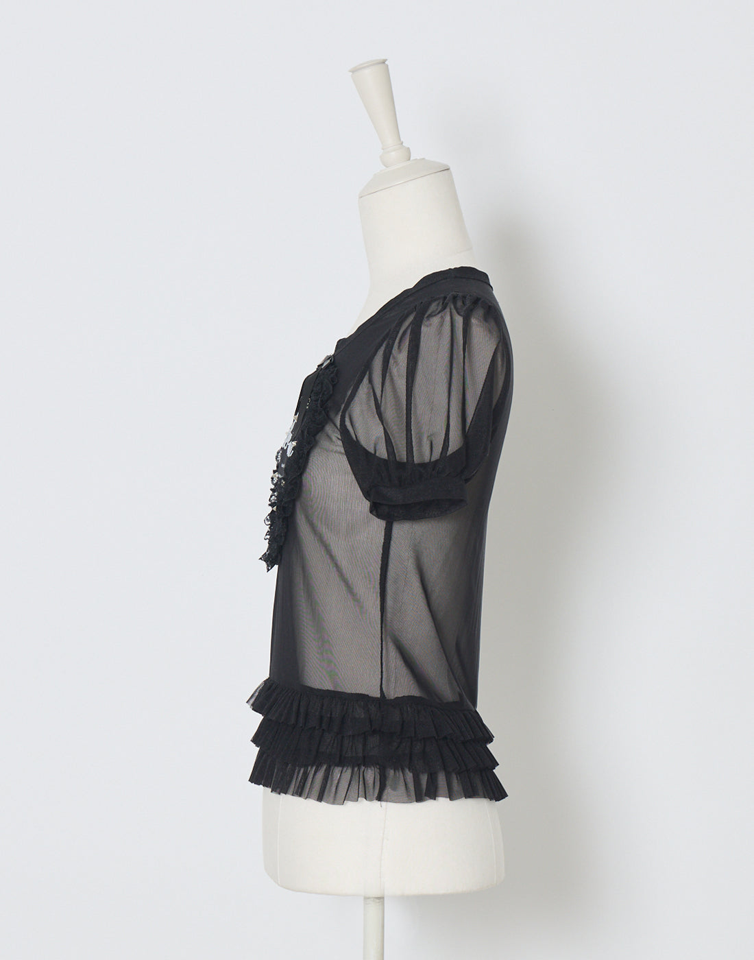 Heart studs & message puff sheer t-shirt – AVENCHUMU