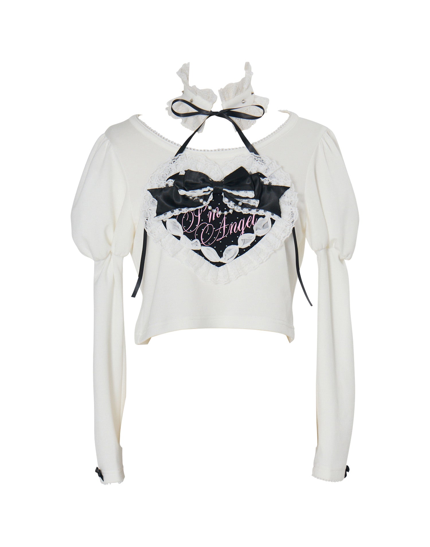 トップス AVENCHUMU heart's angel choker t-shirt Love heart's cake angel choker t-shirt – AVENCHUMU