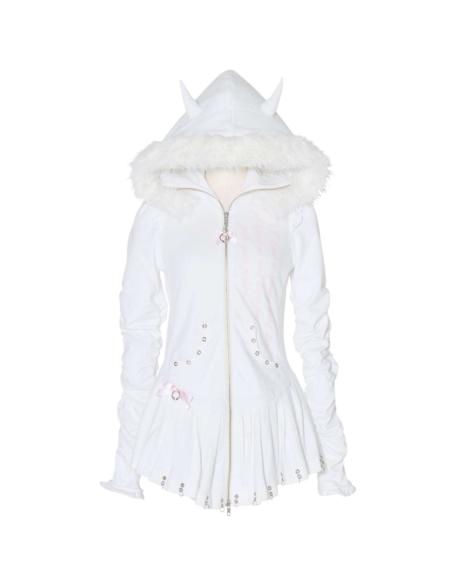 ジャケット・アウター avenchumu Pleated devil zip hoodie WHITE Pleated devil zip hoodie – AVENCHUMU （アバンチュウム）